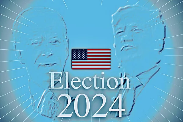 2023年8月25日 フローレンス イタリア ドナルド トランプの前でジョー バイデンのイラスト アメリカ合衆国大統領選挙図2024 — ストック写真