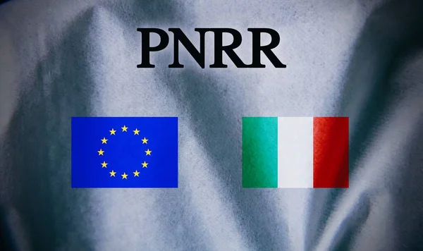 European flag and Italian flag with sign \