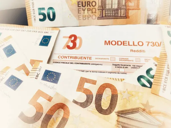 Provincie Florence Januari 2024 Veel Eurobankbiljetten Met Modello 730 Als — Stockfoto
