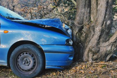 Araba ağaca çarpmış.