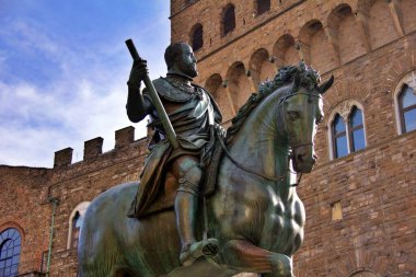 January 20th 2024, Florence, Italy, The statue of Cosimo de Medici, Piazza della Signoria, Florence, Tuscany, Italy clipart