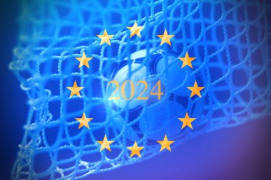 Futbol toplu Avrupa bayrağı, EURO CUP 2024 konsepti.