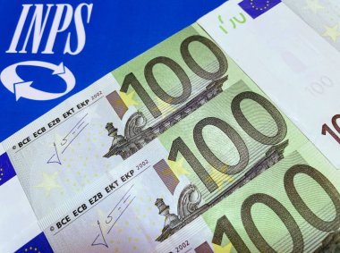 INPS logosu. Emeklilik yardımı sağlayan ve işgücü yardımları toplayan İtalyan Ulusal Sosyal Güvenlik Enstitüsü