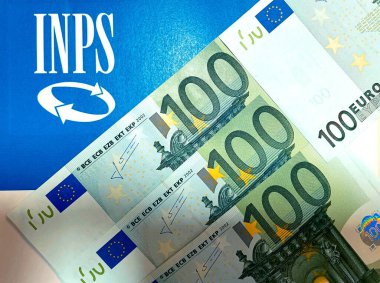 INPS (Ulusal Sosyal Güvenlik Enstitüsü) logosu avro banknotlarıyla.