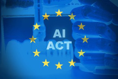 AI Etik ve Avrupa Hukuku: Adalet ve Yapay Zeka Yönetmeliğinin Kavramsal Temsili ve Avrupa Birliği Bayrağı