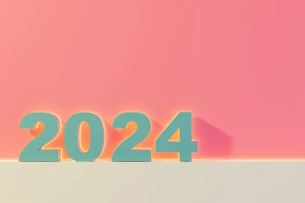 Номер 2024 Чистому Кольоровому Абстрактному Тлі Щасливий Новий Рік Концепції — стокове фото