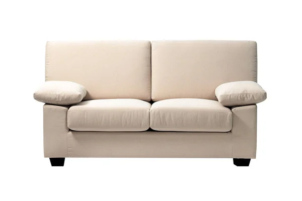 Nowoczesna Beżowa Sofa Tkaninowa Izolowana Białym Tle — Zdjęcie stockowe