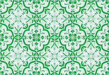 Duvar ya da zemin rengarenk fayanslarla, renkli antika seramik seramik duvar dekorasyonu, fayanslarla süslenmiş..