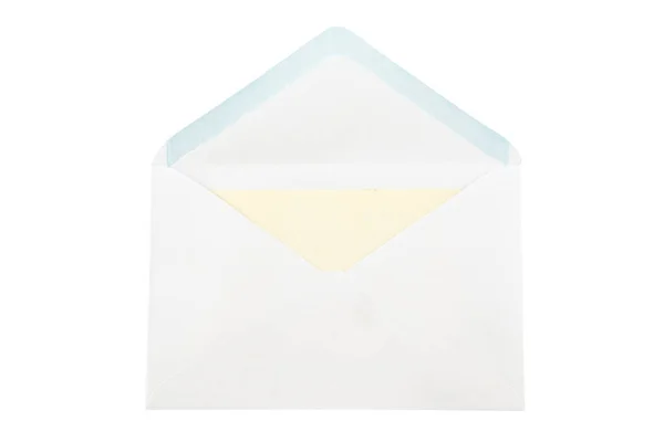 Weißer Geöffneter Umschlag Mit Blatt Papier Inneren lizenzfreie Stockfotos