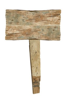 Kirli tahta tabela beyazda izole edilmiş. Tahta levhalar..