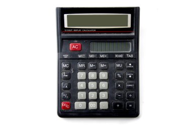 Beyaz arka plan üzerinde izole eski hesap makinesi.