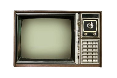 izole beyaz zemin üzerine eski bir tv