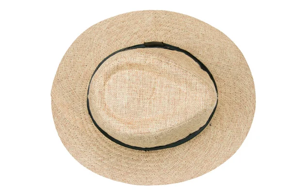 Ψάθινο Καπέλο Απομονωθεί Λευκό Φόντο — Φωτογραφία Αρχείου