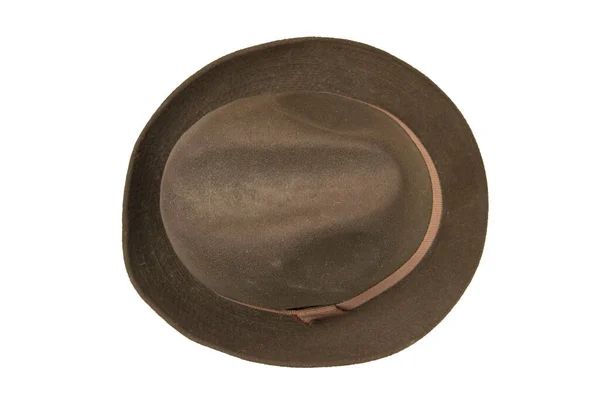 Braune Mütze Isoliert Auf Einem Weißen Draufsicht — Stockfoto