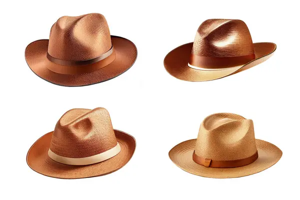 brown leather cowboy hat illustration isolated on white background.