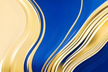 Sulu boya, altın parıltısıyla mavi arkaplan boyadı. Düğün davetiyesi için vektör illüstrasyon tasarım şablonu