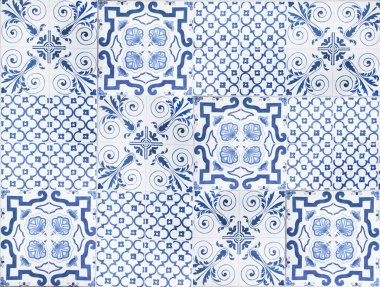 Renkli klasik seramik fayans duvar dekorasyonu. Türk seramik karoları duvar arka planı