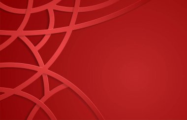Kırmızı 3d kağıt kesimi arka plan şablonu. Pankart ve yüzücü için zarif bir tasarım konsepti olan arkaplan şablonu.