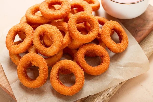 Fried Onion Rings Deep Fried Snack People Selective Focus Stock Image
