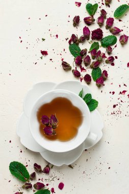 cup of tea, damask rose, pink tea, close-up,