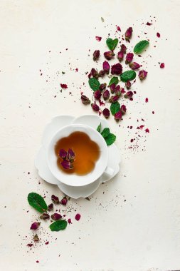 cup of tea, damask rose, pink tea, close-up,