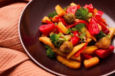 Sabji, sebze yahnisi, Hint yemeği, ev yapımı, insan yok.,