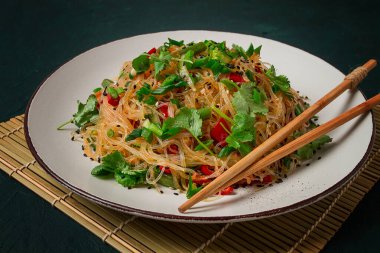 Funchosa, Korean salad, with vegetables, homemade, no people,