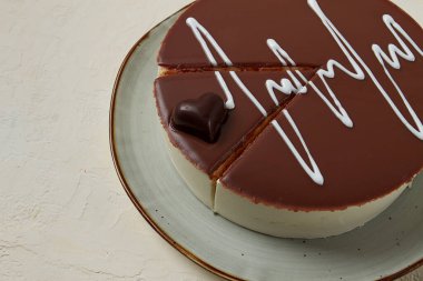 Bird's milk cake, top view, breakfast, love, chocolate heart,