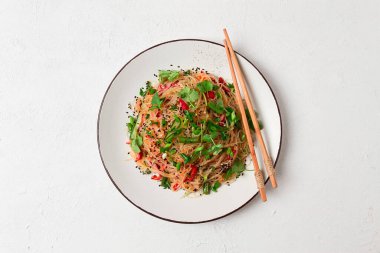 Funchosa, Korean salad, with vegetables, homemade, no people,