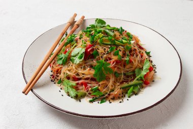 Funchosa, Korean salad, with vegetables, homemade, no people,