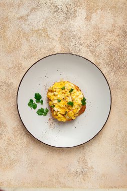 Sandviç, omlet, kahvaltı, üst manzara, ev yapımı.,