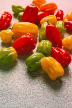 habanero pepper, color mix, raw, vegetable, top view, no people, clipart
