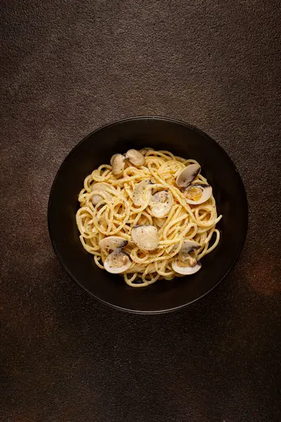 Spaghetti Vongole Venerki Fatto Casa Senza Persone Foto Stock Royalty Free