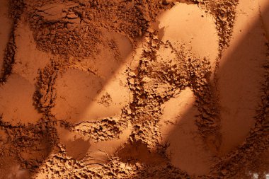 Kakao tozu, tam çerçeve, kakao arkaplan, üst görünüm, doku, yakın çekim,