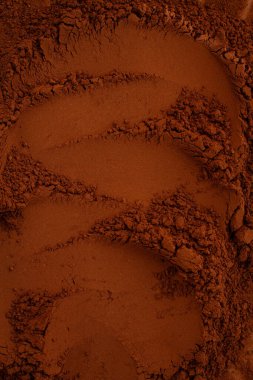 Kakao tozu, tam çerçeve, kakao arkaplan, üst görünüm, doku, yakın çekim,