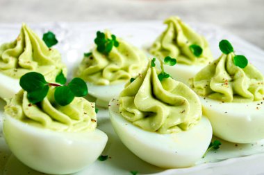 snack, stuffed eggs with avocado, homemade, no people, clipart