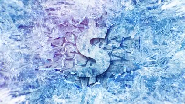 Παγωμένο Σύμβολο Δολαρίου Χειμερινή Πώληση — Αρχείο Βίντεο