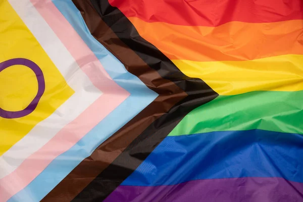 Neue Lgtbi Regenbogenfahne Mit Neuen Farben Der Trans Flagge Der — Stockfoto