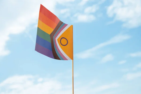 Flagge Mit Den Neuen Farben Des Lgtb Kollektivs Blauen Himmel — Stockfoto