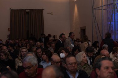 santiago, spain, november 29, 2022: presentation by former minister Jaime Mayor Oreja with Paco Vazquez of the neos project in santiago de compostela