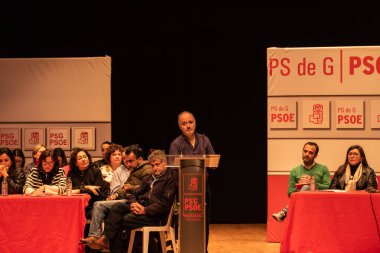 Cangas, Spain, January 21, 2023: presentation of the candidates for the mayorships of the province of pontevedra by the provincial represepresentative David Regades