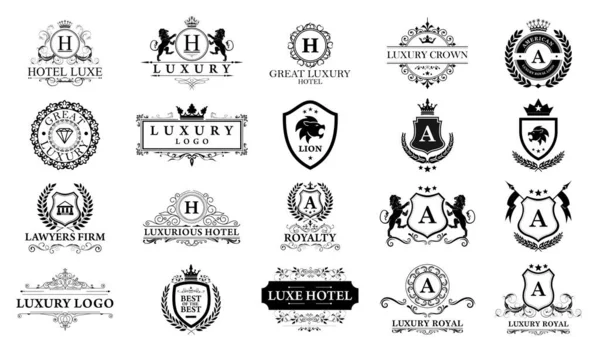 Μεγάλο Πολυτελές Σετ Βασιλικό Και Κομψό Λογότυπο Φορέα Σχεδιασμού — Διανυσματικό Αρχείο