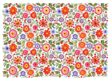 Beyaza izole edilmiş elle çizilmiş çiçek resmi. Ukrayna halk sanatı, geleneksel dekoratif resim tarzı Petrykivka. Kartlar için mükemmel baskı, dekor.