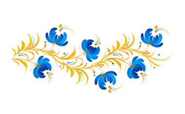 Çiçek desenli suluboya çizimi, elle çizilmiş petrykivka