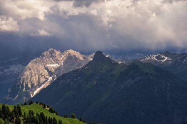 Alpine landscape walking from Passo San Pellegrino to Fuciade refuge, North Italy