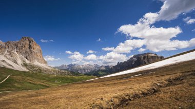 Alpine landscape walking from Passo San Pellegrino to Fuciade refuge, North Italy clipart