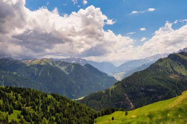 Alpine landscape walking from Passo San Pellegrino to Fuciade refuge, North Italy
