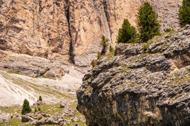 Alpine landscape walking from Passo San Pellegrino to Fuciade refuge, North Italy
