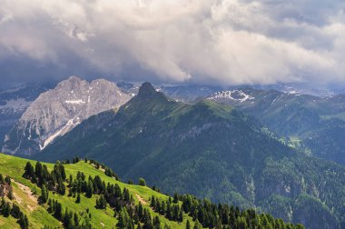 Alpine landscape walking from Passo San Pellegrino to Fuciade refuge, North Italy