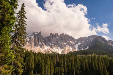 Alpine landscape walking from Passo San Pellegrino to Fuciade refuge, North Italy